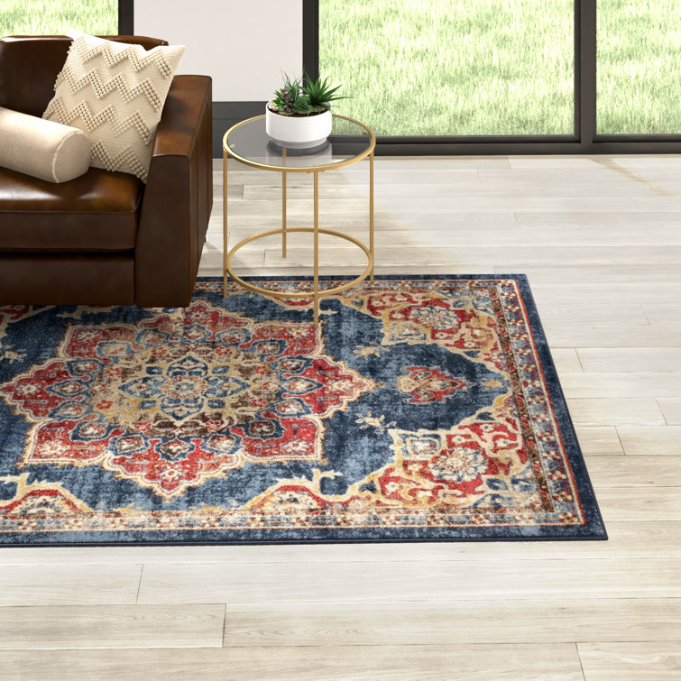 Mercury Row® Dulin Oriental Area Rug in Navy Blue & Reviews Wayfair